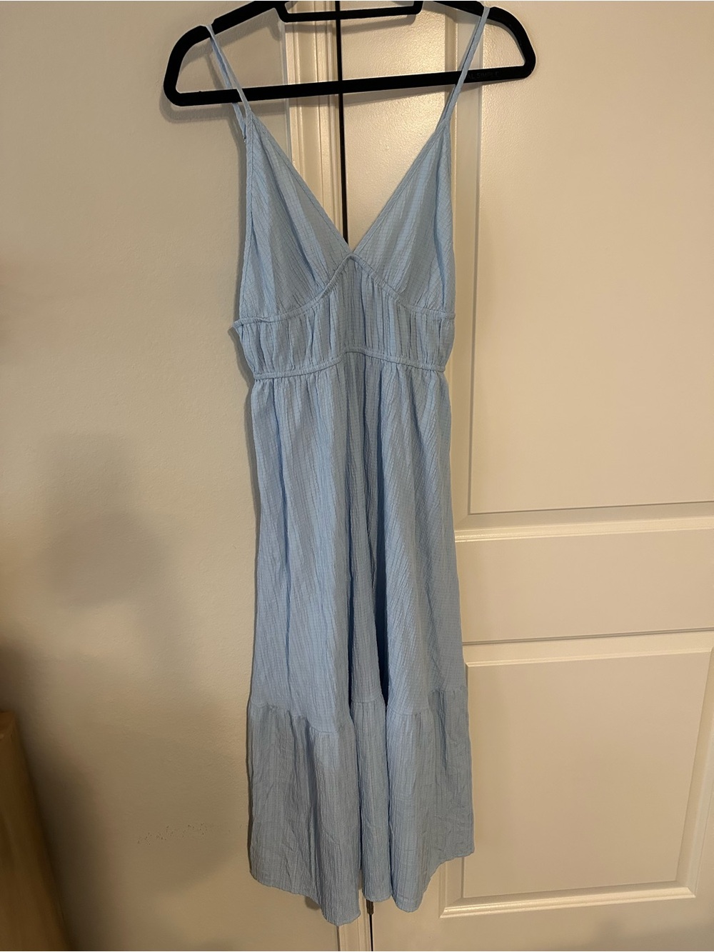 SHEIN Light Blue Ruffled Midi Dress